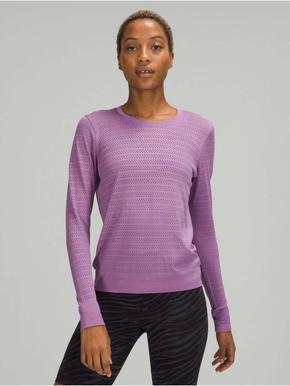 lululemon athletica Perforated Long-Sleeve Crewneck in Lavender
